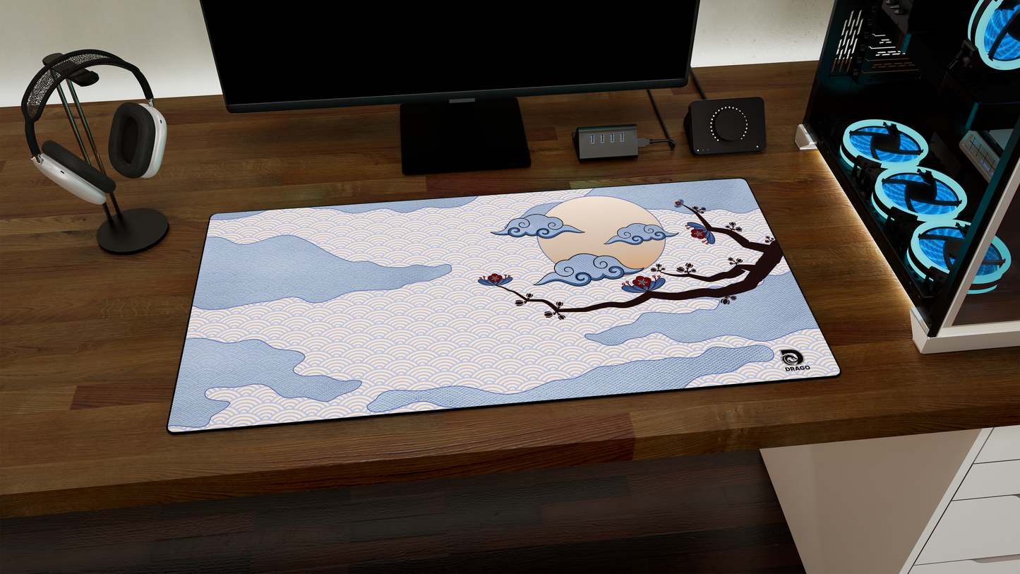 Cherry Blossom Blue Gaming Mouse Pad