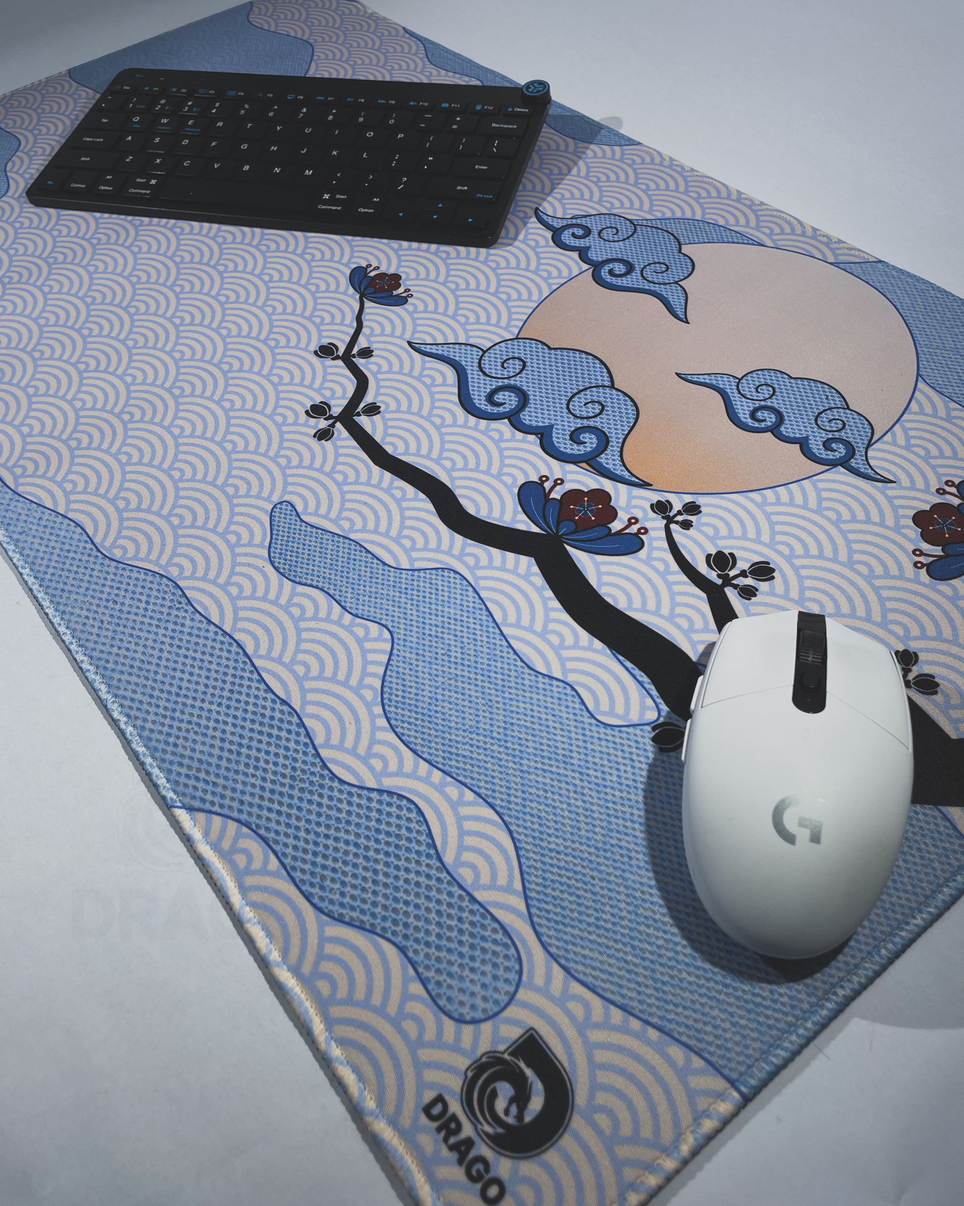 Cherry Blossom Blue Gaming Mouse Pad