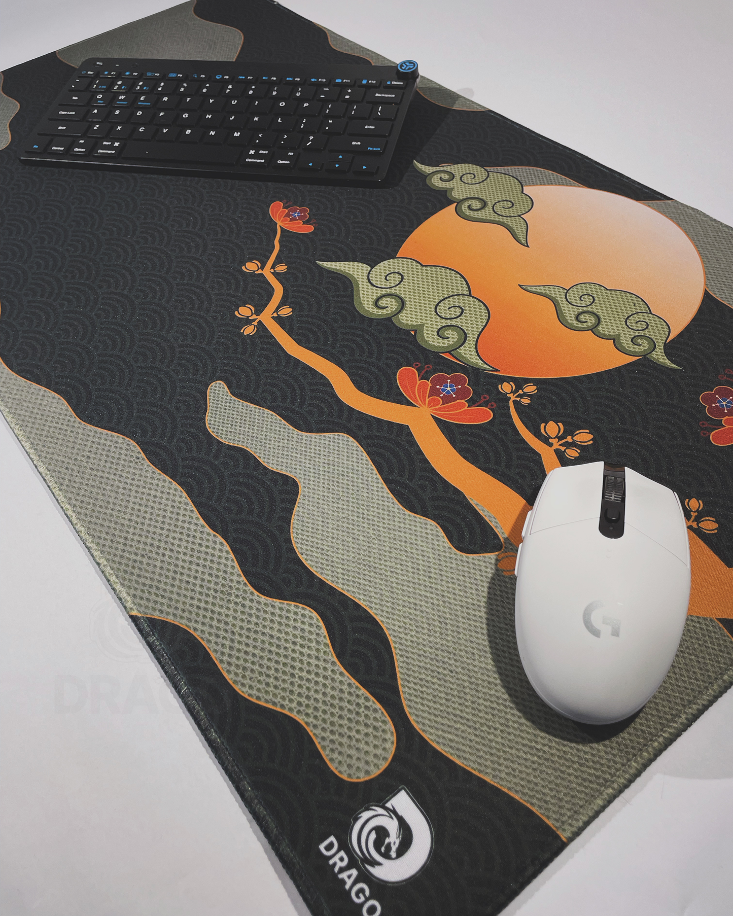 Cherry Blossom Green Gaming Mouse Pad