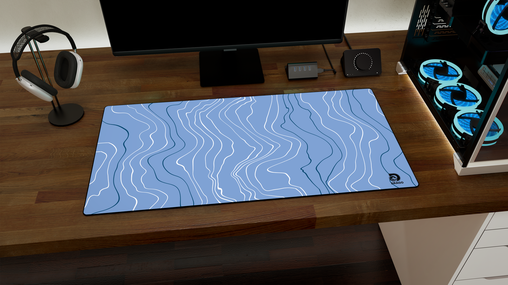 Light Blue Gaming Mouse Pad